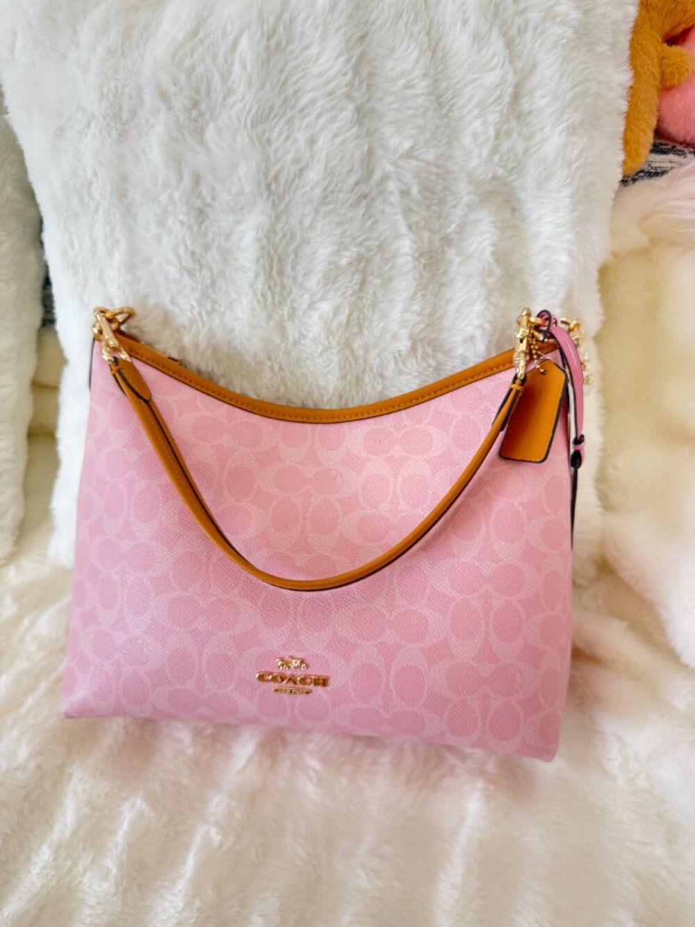 NWT！COACH Laurel Shoulder Bag In Signature Canvas（CEL12）powder pink - Picture 3 of 10